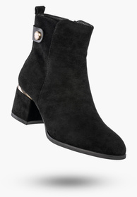 Botki Damskie Eleganckie Buty Na Obcasie Zimowe Ocieplane Czarne