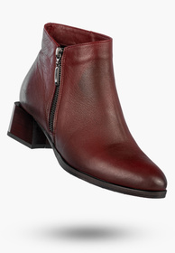 Botki Damskie Skórzane Eleganckie Buty Na Klocku Zimowe Bordowe Darex B355/2