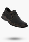 Półbuty Męskie Skórzane Wsuwane RIEKER Szerokie Buty Casual Czarne