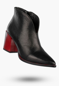 Botki Damskie Skórzane Eleganckie Buty Na Słupku Klasyczne Czarne Simen 2301A