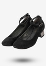 Czółenka Damskie Zamszowe Buty Na Klocku Eleganckie Czarne