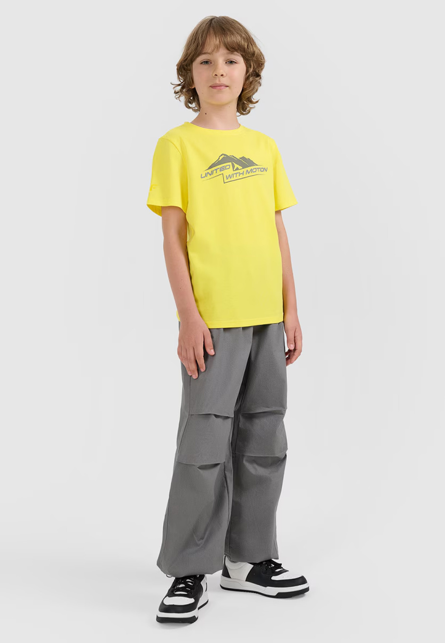 Koszulka Chłopięca 4F T-shirt Z Nadrukiem Żółty 4FJWAW25TTSHM2404