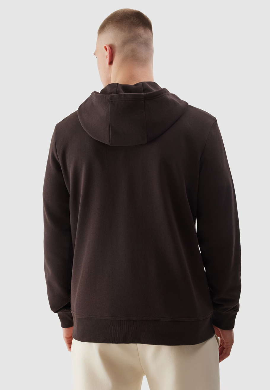 Bluza męska 4F Ciemny Brąz Basic z kapturem 4FWSS24TSWSM1012