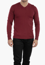Sweter Męski Elegancki Klasyczny w serek Bordowy S2005
