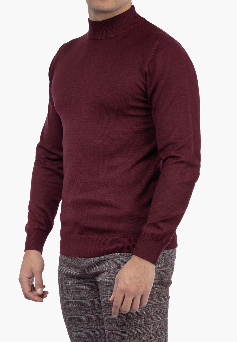 Półgolf Męski Elegancki Golf Klasyczny Bordowy M050-5