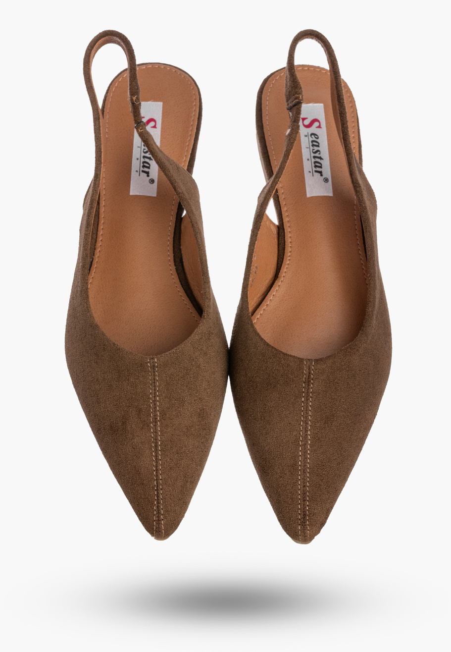 Baleriny Damskie Slingback Buty z odkrytą piętą Eleganckie Brązowe