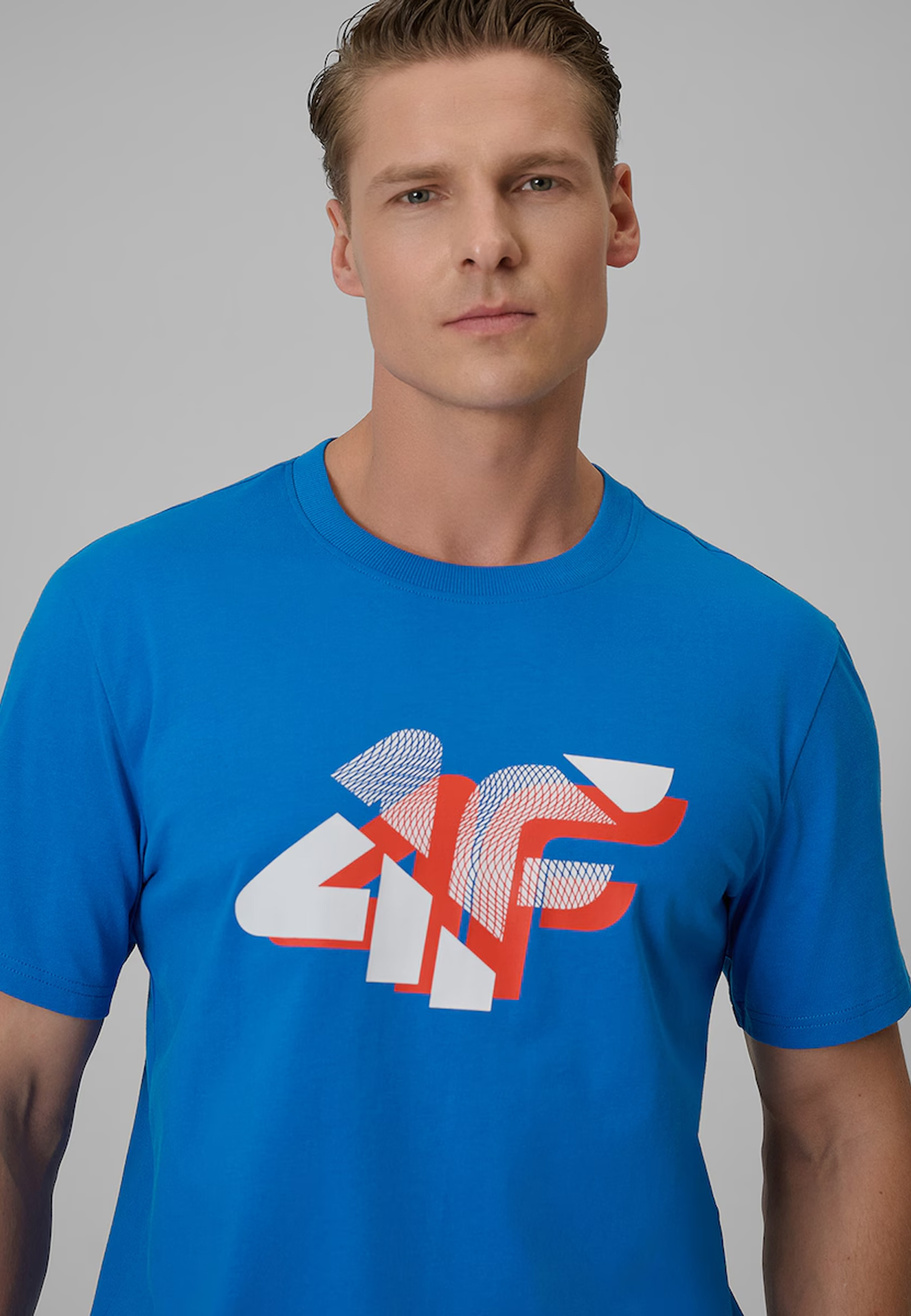 Koszulka Męska 4F Sportowa Bawełniana T-Shirt Regular Niebieski 4FWSS26TTSHM2667