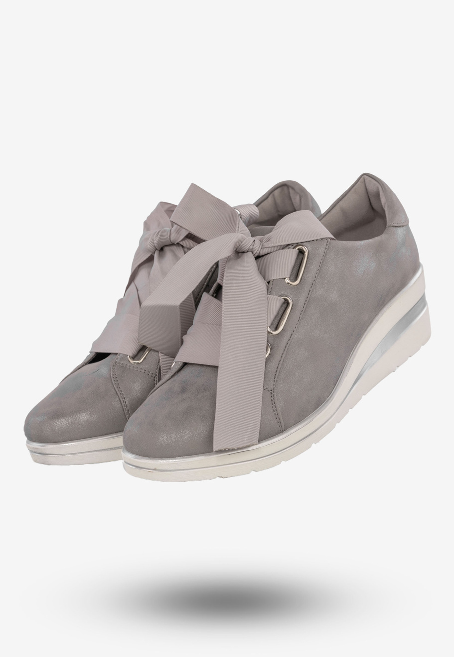 Półbuty Damskie Buty Ekoskóra Eleganckie Szare M.Daszyński MR1738-5