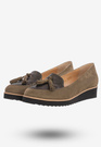 Buty Damskie Mokasyny Na Koturnie Modne Khaki 1152X