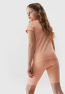 Legginsy Dziewczęce Kolarki 4F dzianinowe pudrowy koral 4FJWSS24TTIGF129