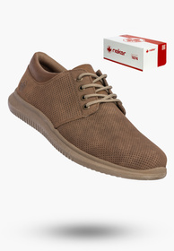 Buty Męskie RIEKER Półbuty Skórzane Eleganckie Casual Brązowe 10405-25