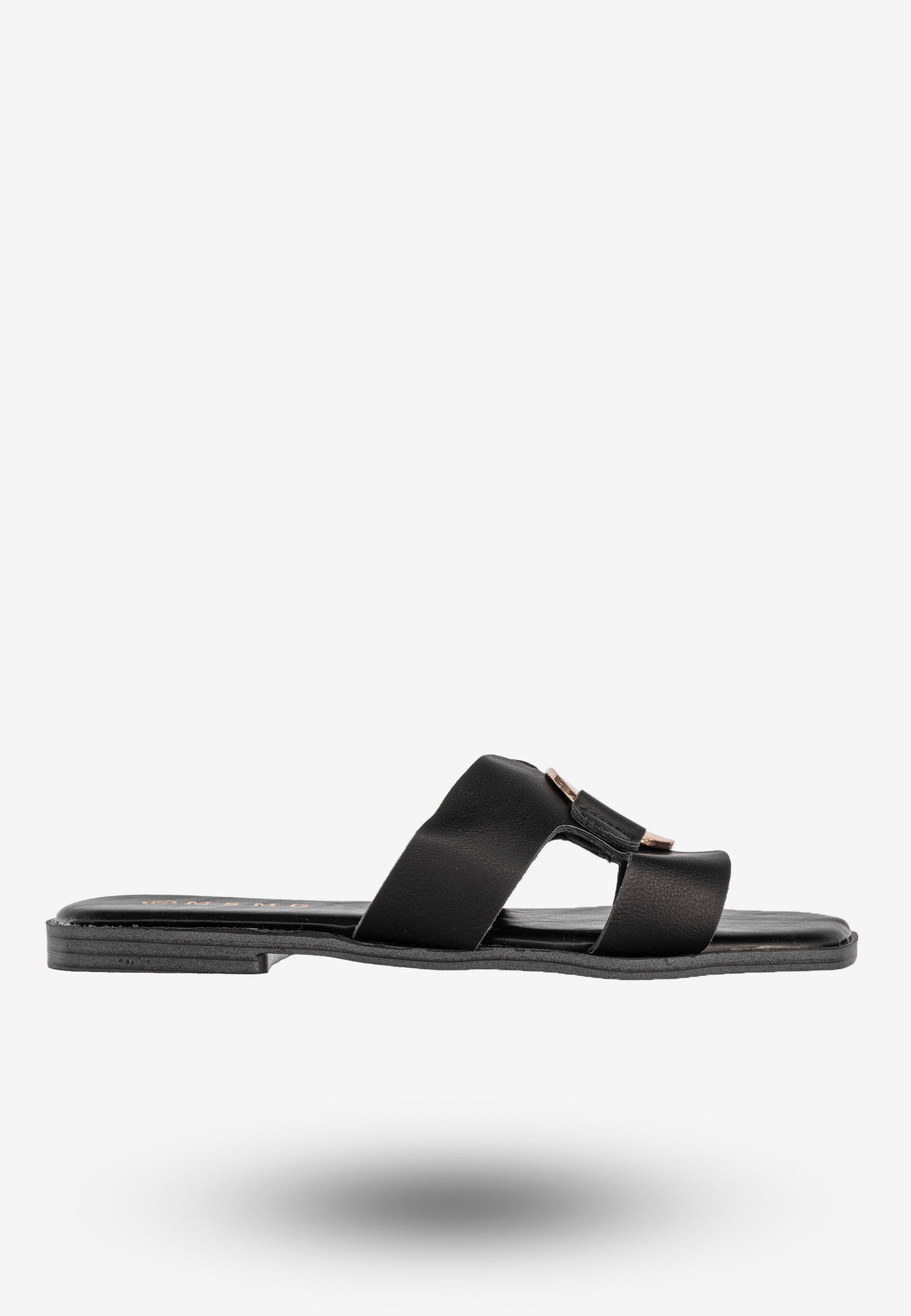 Klapki Damskie Ekoskóra Buty Na Lato Casual Stylowe Czarne MSMG WS9066