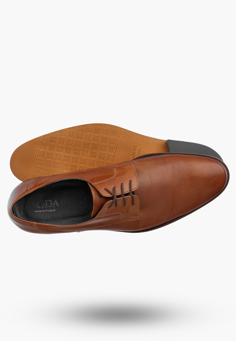 Półbuty Wizytowe Męskie Skórzane Buty Eleganckie Klasyczne Brązowe AGDA