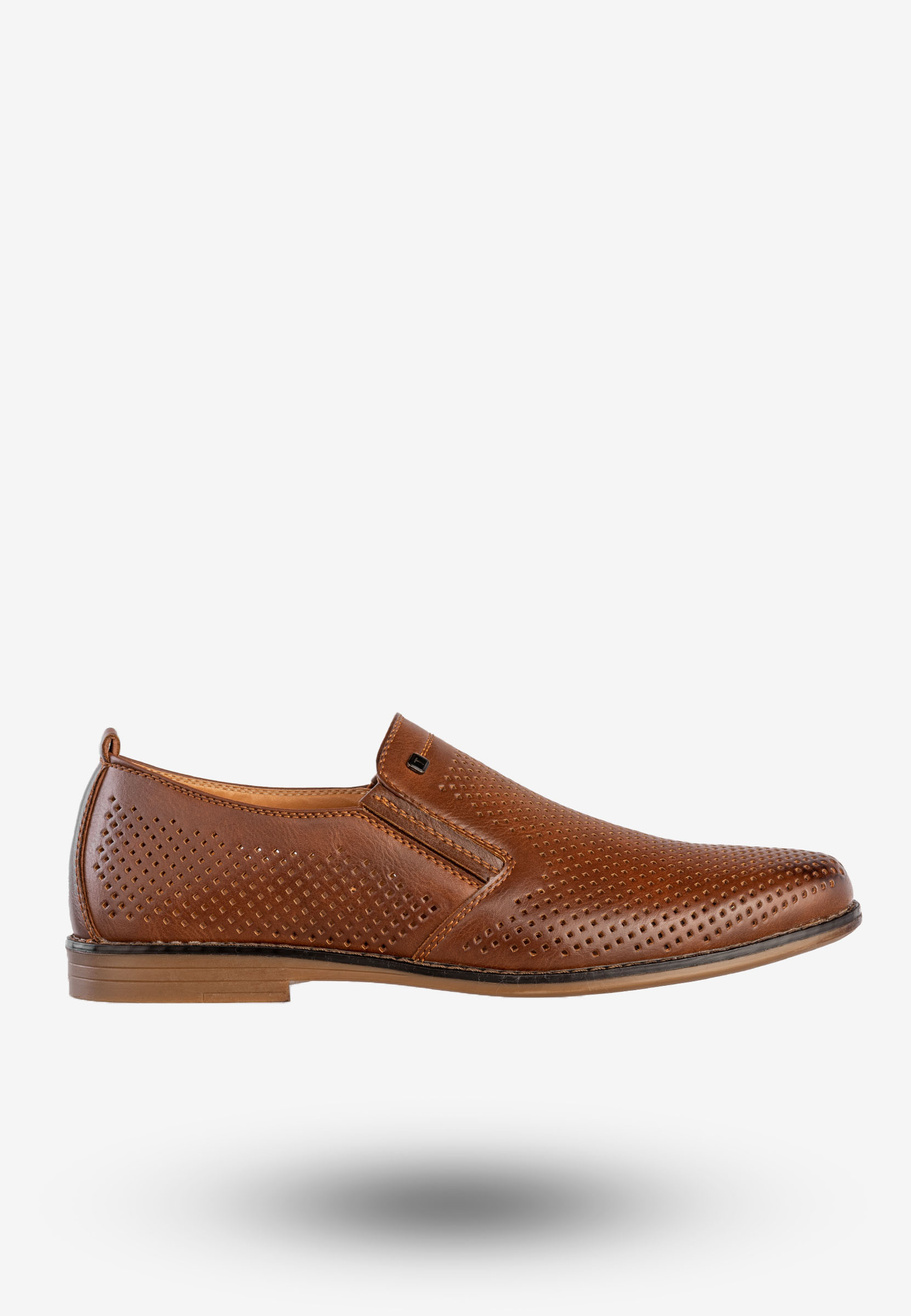 Półbuty Męskie Mokasyny Ekoskóra Buty Wizytowe Eleganckie Wojtyłko Brązowe 9W23802V