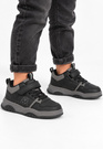 Buty Dziecięce Zimowe Ekoskóra Sneakersy Ocieplane Na Rzepy Trapery Czarne