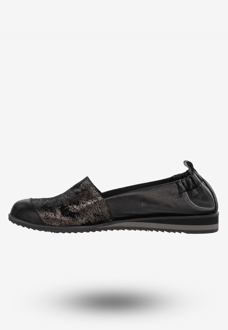 Baleriny Damskie Buty Ze Skóry Naturalnej Czarne Korda 1539