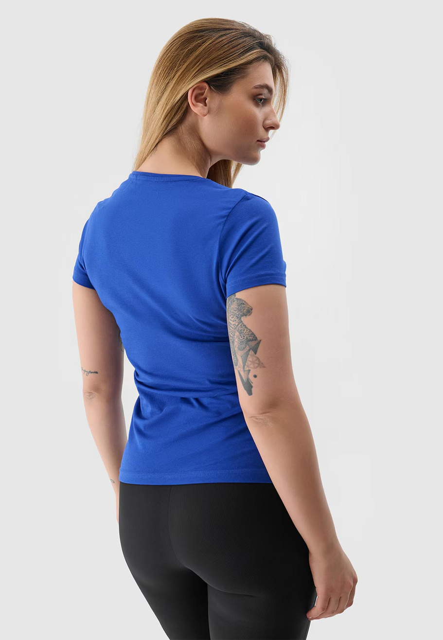 Koszulka Damska 4F Niebieski T-shirt z Dużym Logiem 4F 4FWSS24TTSHF1163