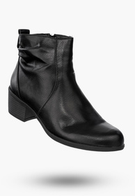 Buty Damskie Botki Ekoskóra Ocieplane Na Klocku Eleganckie Na Zimę Czarne RMR1919-1