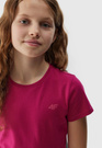 Koszulka Dziewczęca 4F T-shirt Bawełniany Ciemny Róż 4FJWSS24TTSHF1110