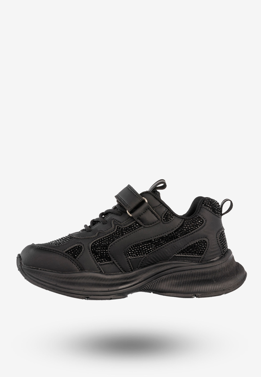 Sneakersy Dziecięce Ekoskóra Buty Sportowe Na Rzepy Półbuty Czarne Apawwa G1815P