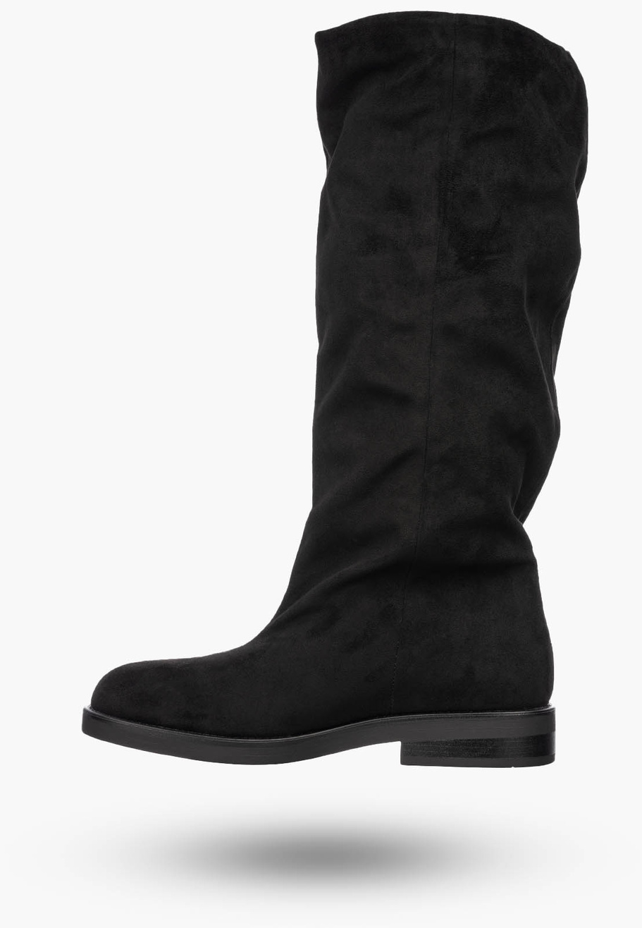 Kozaki Damskie Na Niskim Klocku Casual Stylowe Na Zimę Czarne
