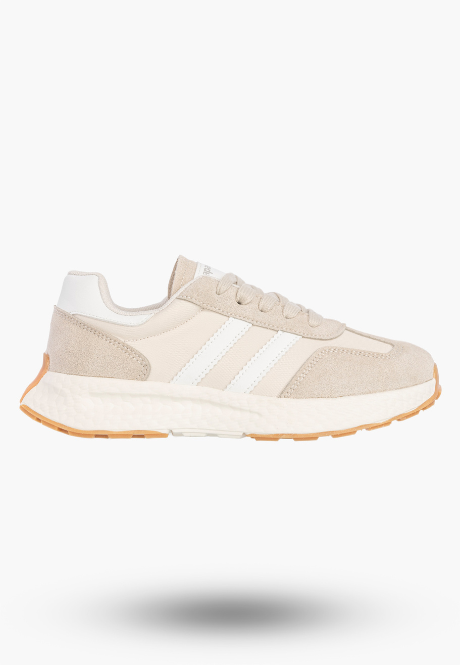 Sneakersy Dziecięce Buty Na Rzepy Sportowe Skórzana Wkładka Beżowe Apawwa