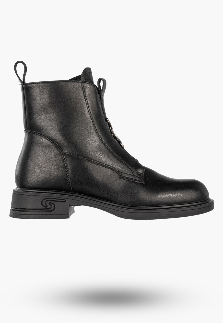 Botki Damskie Skórzane Buty Na Zimę Ocieplane Klasyczne Czarne Cambell 24-60309BK