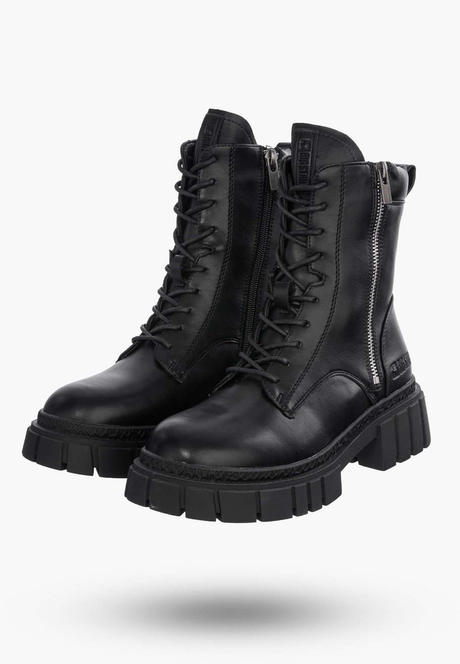 Buty Damskie BIG STAR Botki Czarne Trapery MM274578