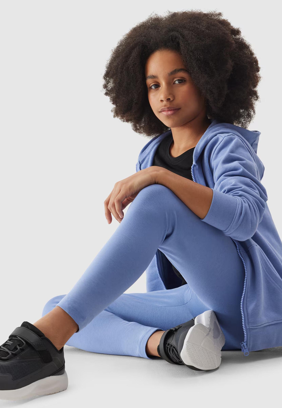 Legginsy Dziewczęce Spodnie 4F dzianinowe niebieskie 4FJWSS24TTIGF130