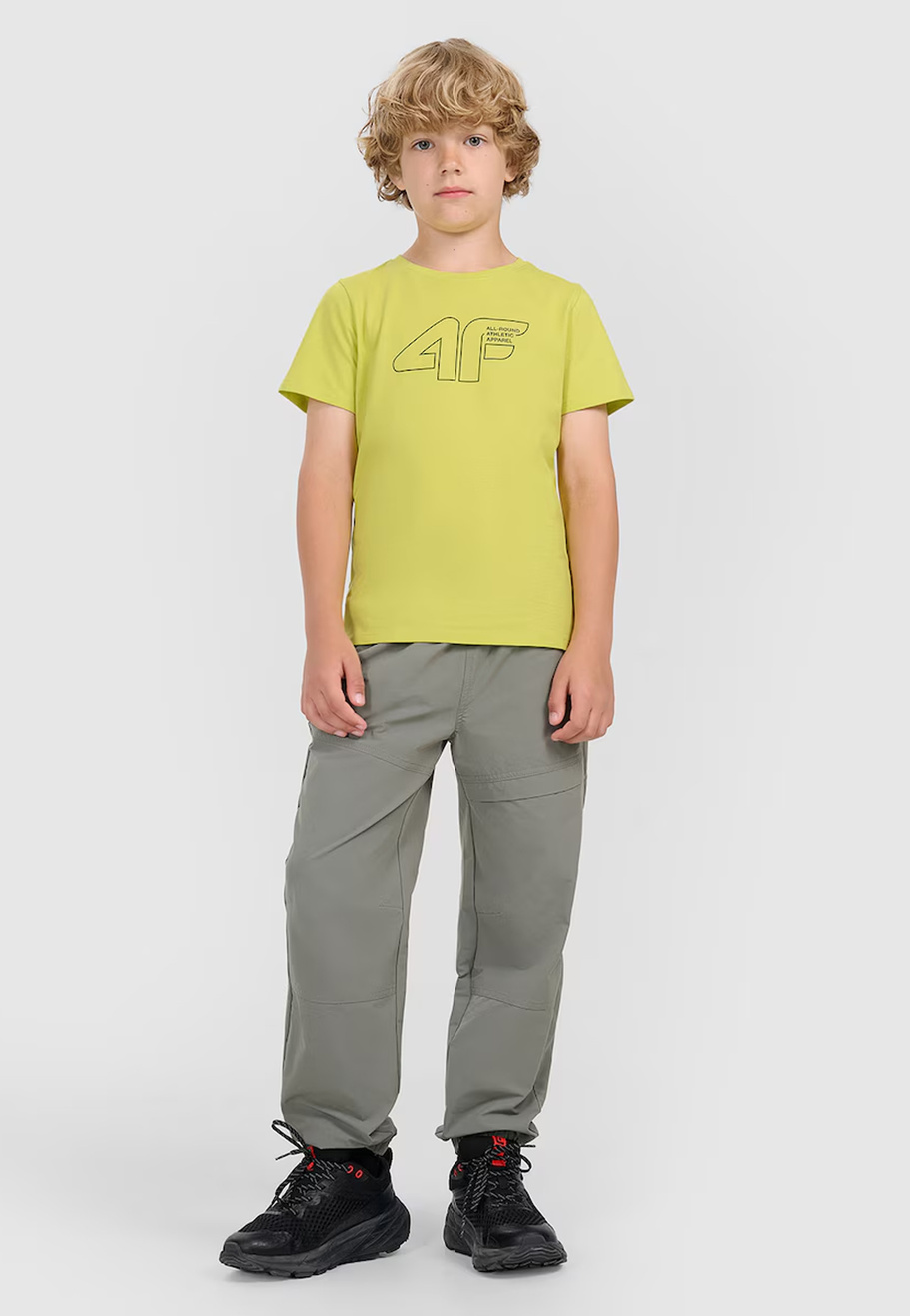 Koszulka Chłopięca 4F T-shirt Z Logo Ciemny Limonkowy 4FJWAW25TTSHM2417