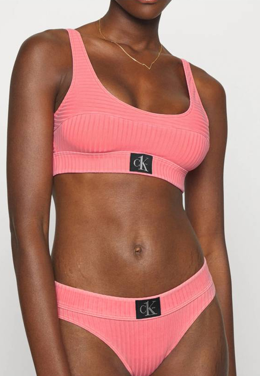 Biustonosz Damski Góra od Bikini Calvin Klein Top Usztywniany Różowy
