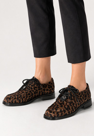 Półbuty Damskie Skórzane Buty Eleganckie Niskie Panterka D&A