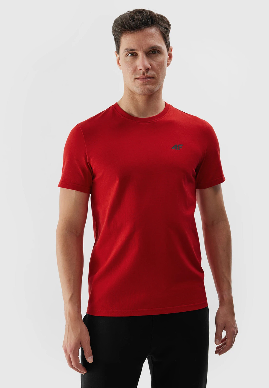 Koszulka Męska 4F Sportowy T-shirt Czerwony Regular TTSHM1154