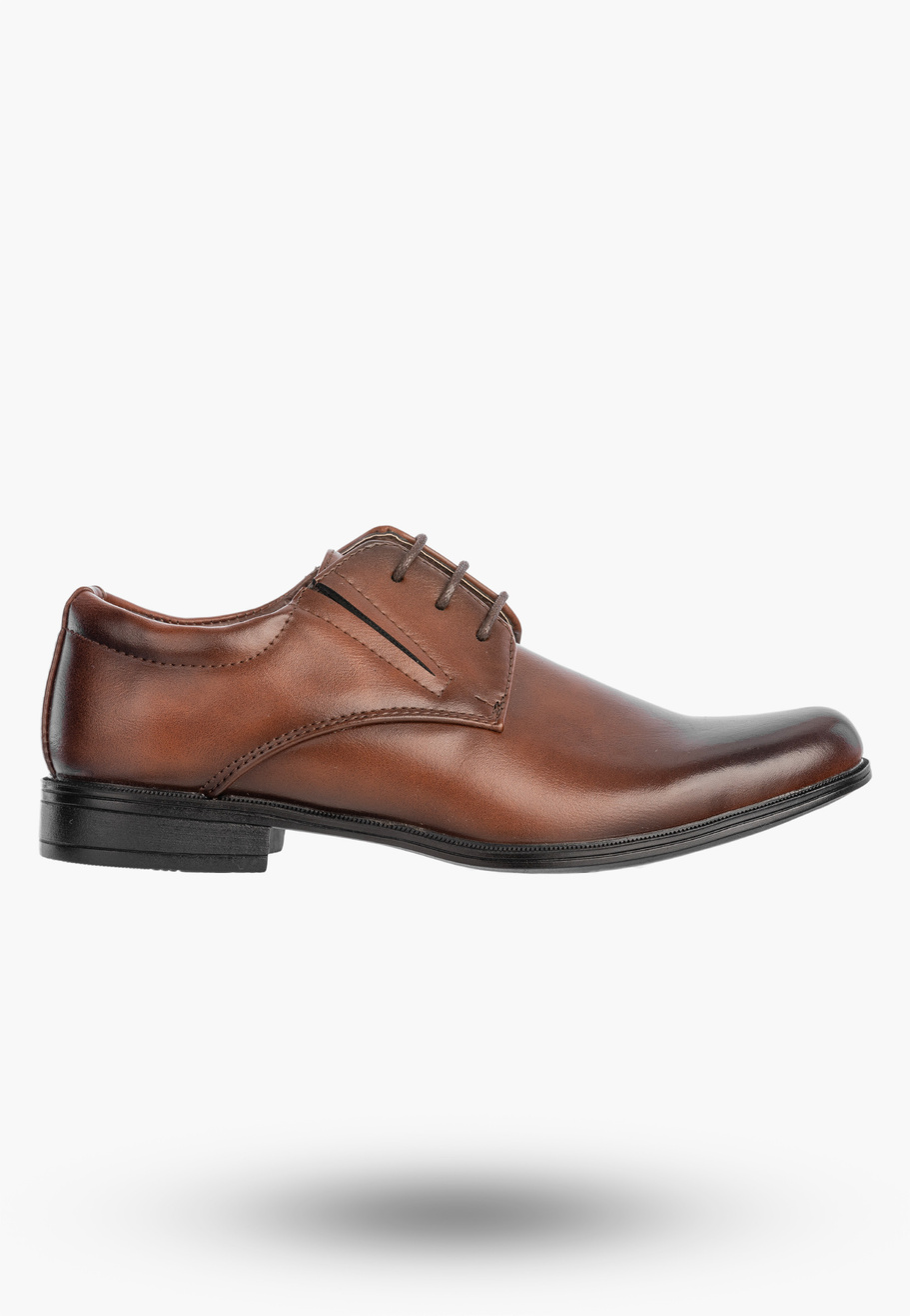 Buty Chłopięce Ekoskóra Eleganckie Wizytowe Komunijne Półbuty Brązowe
