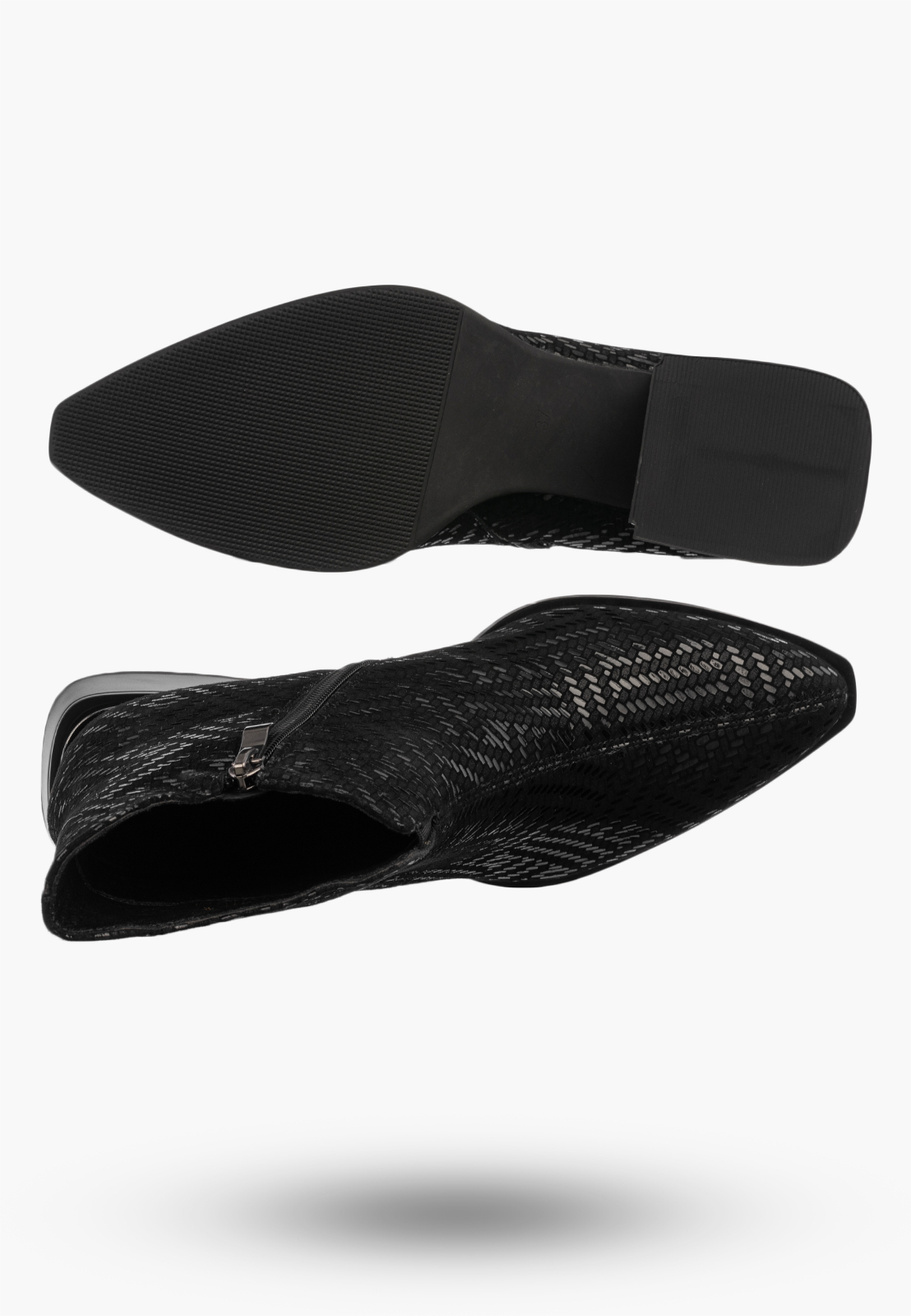 Botki Damskie Skórzane Buty Na Zimę Ocieplane Eleganckie Czarne D&A