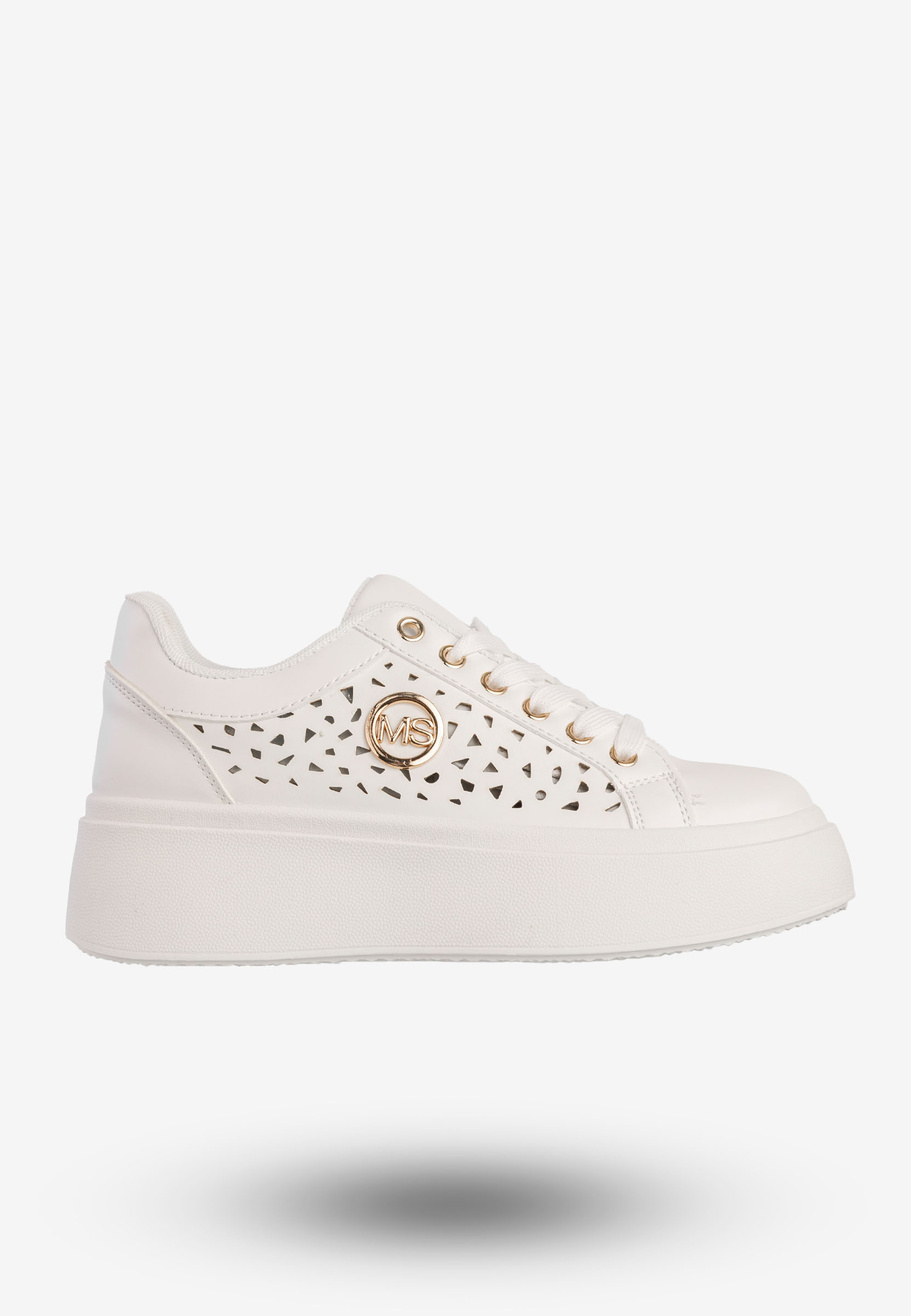 Sneakersy Damskie Ekoskóra Buty Na Platformie Białe MSMG LH201-9