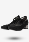 Czółenka Damskie Zamszowe Buty Na Klocku Eleganckie Czarne
