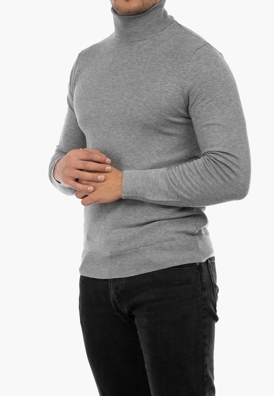 Golf Męski Elegancki Sweter Klasyczny Szary G-S-1-2024