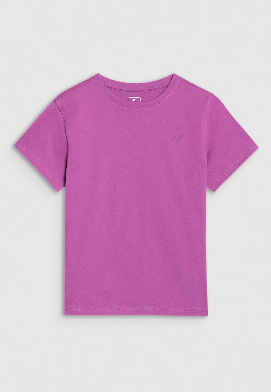 Koszulka Dziewczęca 4F T-shirt Oversize Z Logo Fioletowa 4FJWSS25TTSHF2326