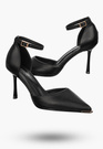 Szpilki Damskie Ekoskóra Buty Na Szpilce Z Paskiem Eleganckie Czarne