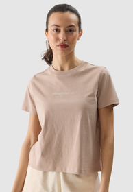 Koszulka Damska 4F T-shirt Z Nadrukiem Beżowy 4FWSS24TTSHF1354