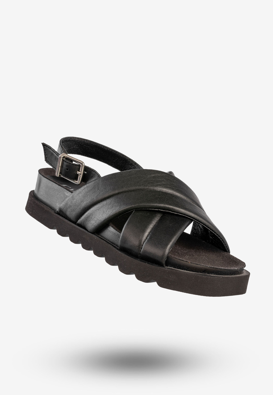 Sandały Damskie Skórzane Buty Eleganckie Klasyczne Czarne EMMA 8832