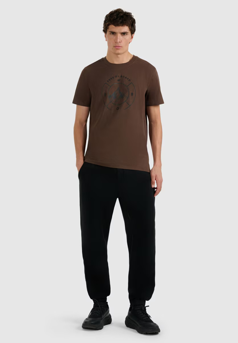 Koszulka Męska 4F T-shirt Z Nadrukiem Regular Brązowa 4FWAW25TTSHM3138