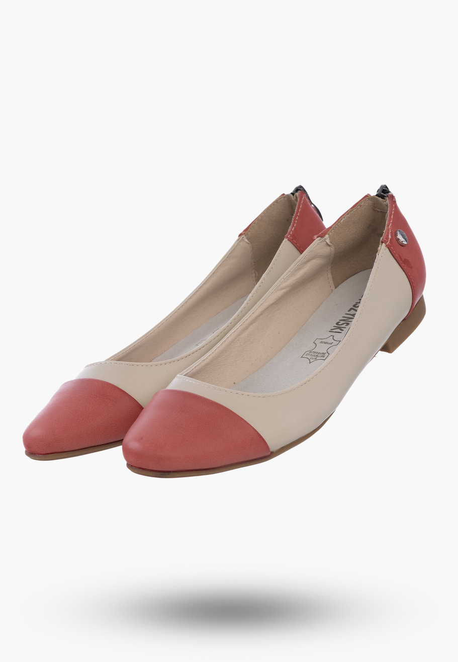 Buty Damskie Baleriny Beżowe Ekoskóra MR1460-1