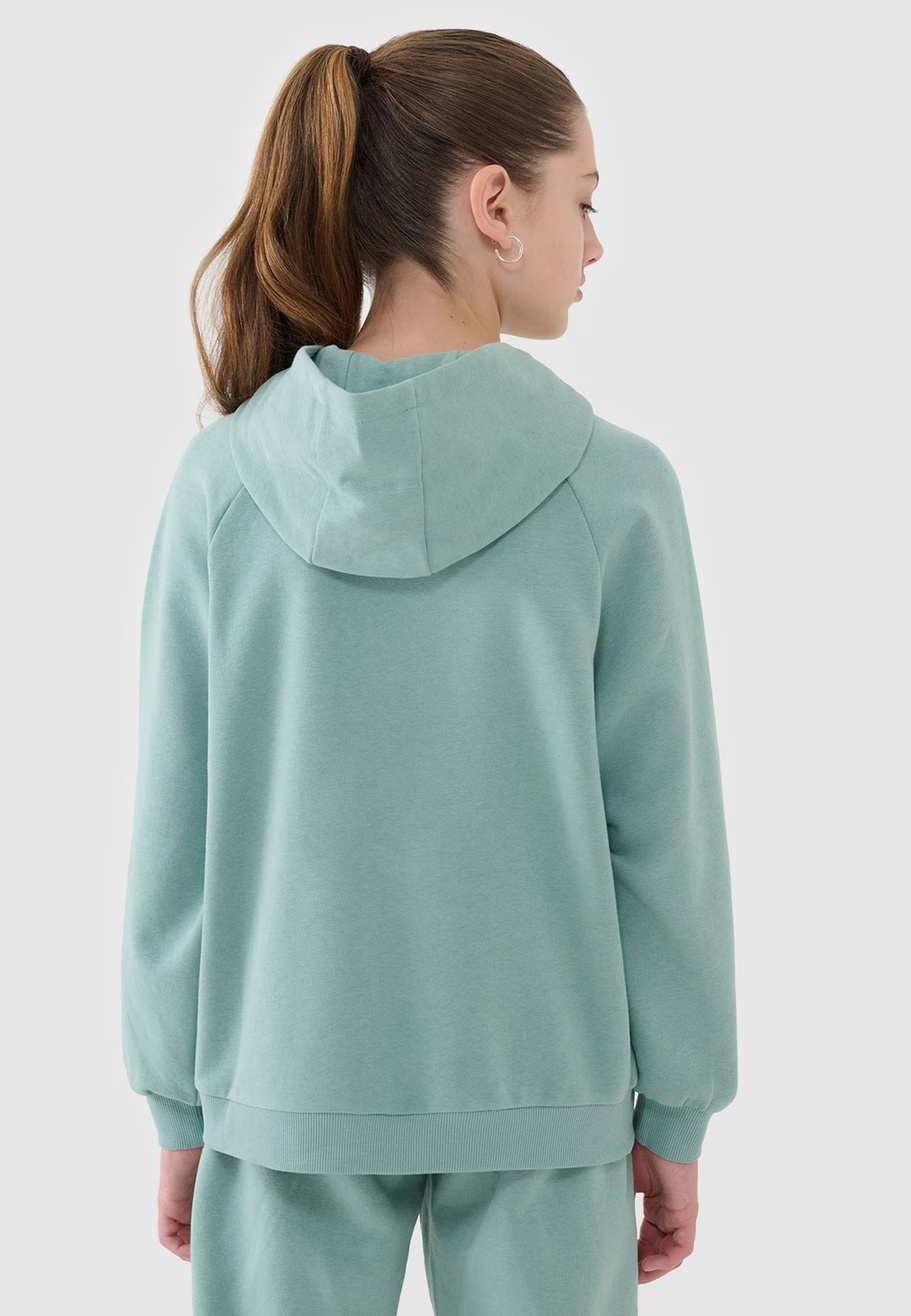 Bluza Dziewczęca 4F Miętowa z Kapturem Oversize 4FJWSS25TSWSF1478