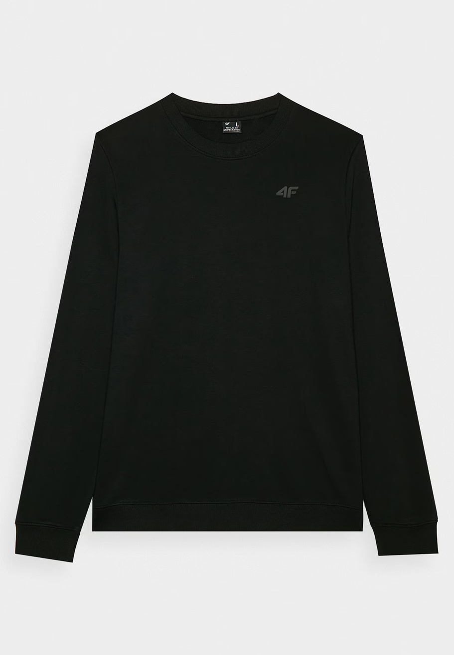 Bluza Dresowa Męska 4F Bez Kaptura Basic Czarna 4FWMM00TSWSM1767