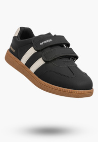 Sneakersy Dziecięce Buty Na Rzepy Sportowe Skórzana Wkładka Modne Czarne Apawwa ABC0353P