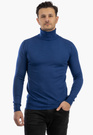Sweter Męski Golf Elegancki Wiskoza Dopasowany Ciemny Niebieski