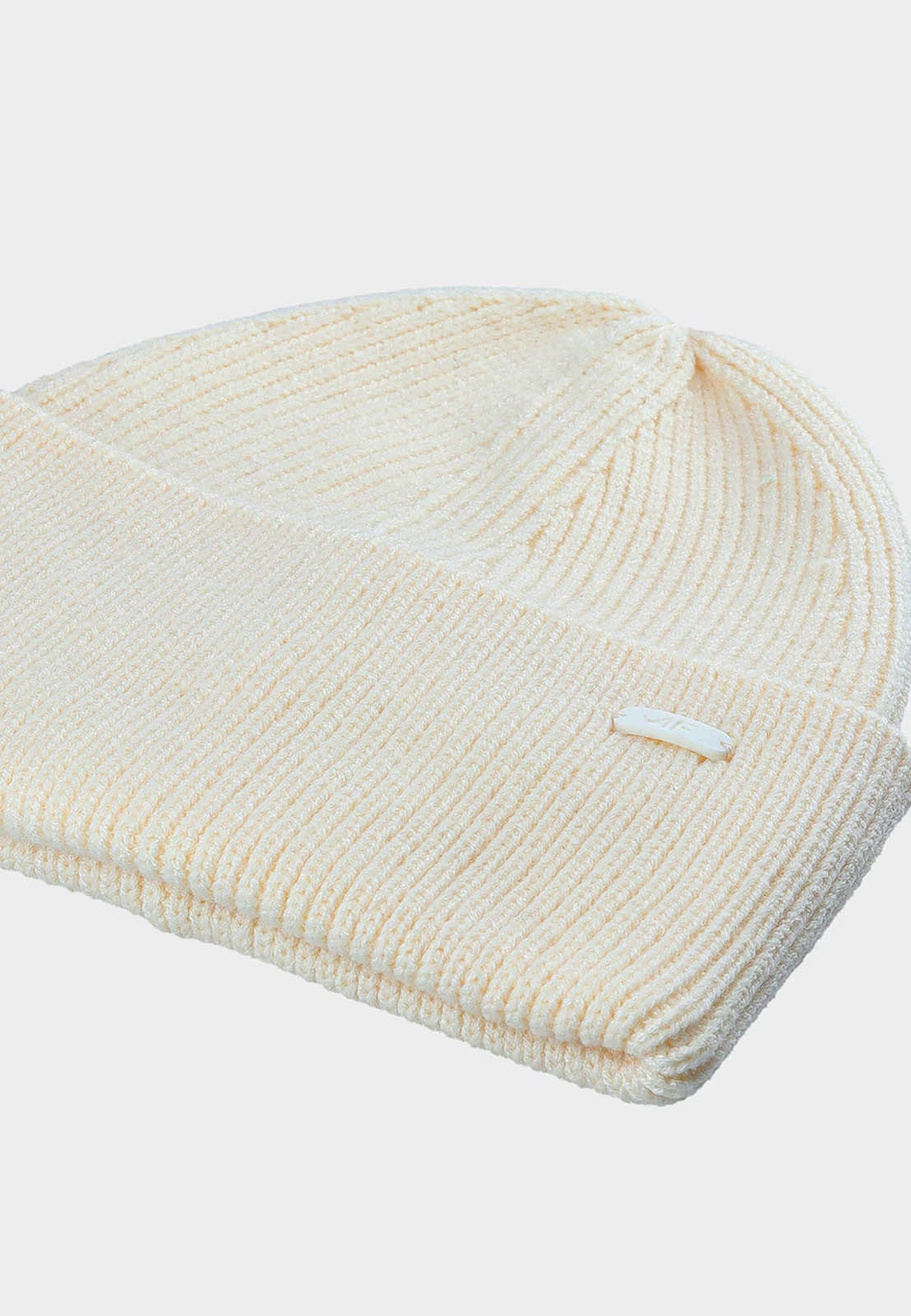 Czapka Damska 4F Zimowa Dzianinowa Beanie z Wiskozą Biała z Wywinięciem 4FWAW24ACAPF447