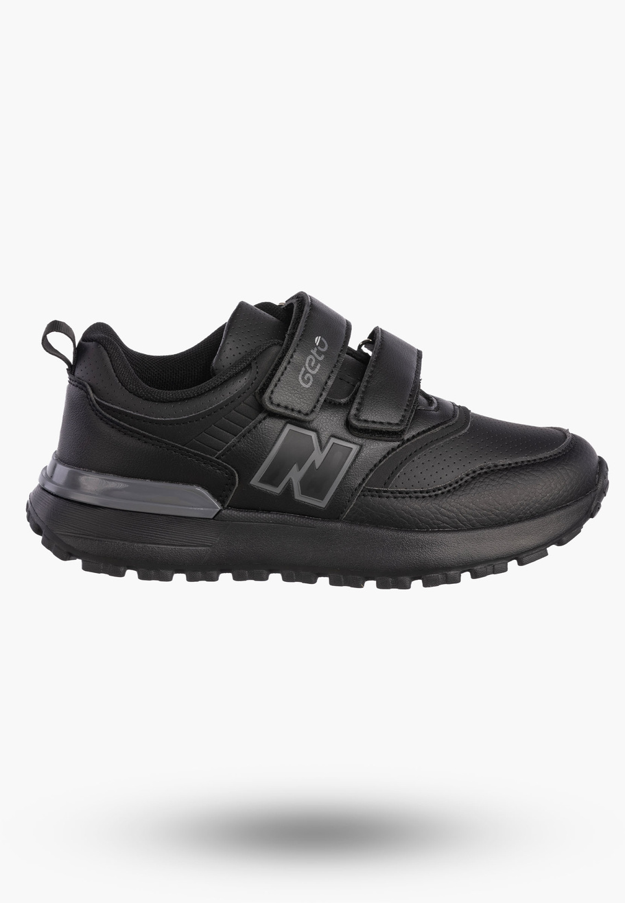 Buty Chłopięce Sneakersy Czarne Na Rzepy Sportowe Eko Skóra A-525